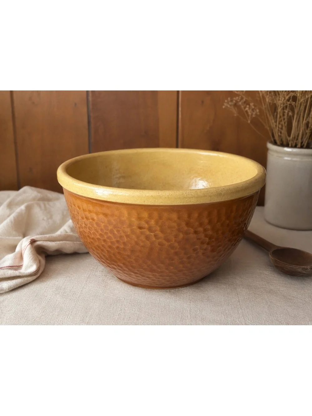 Vintage Watt Pottery KLA HAM’RD Mixing Bowl Yellow Ware Stoneware 10 Inch